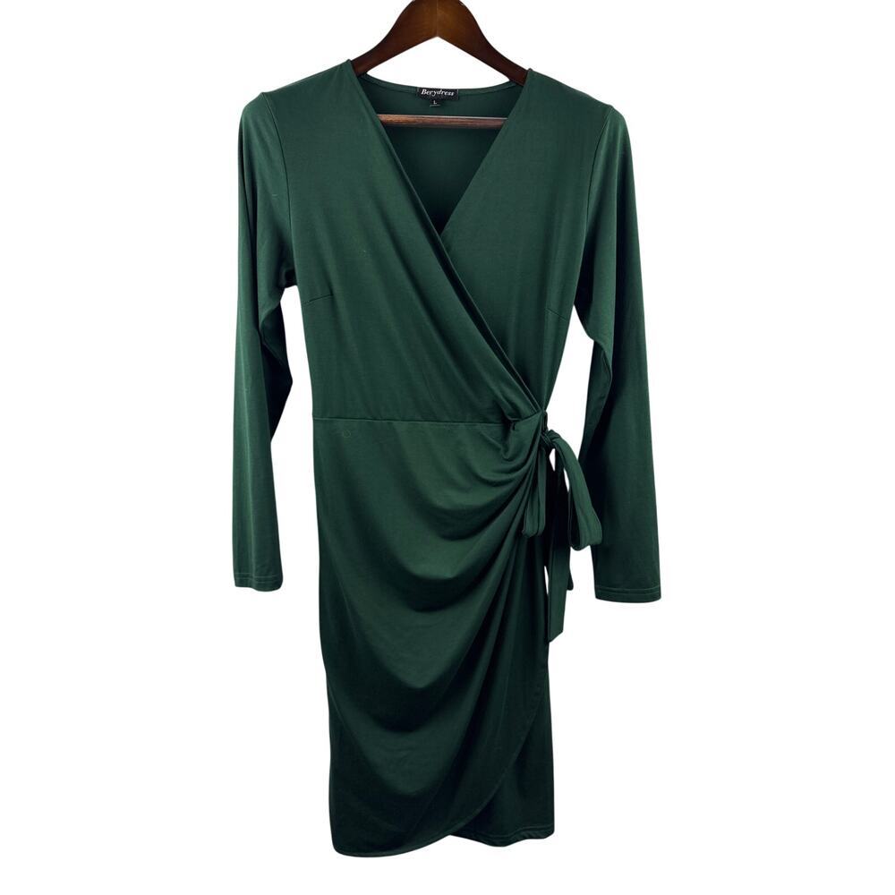 Women’s Berydress Large Emerald Green Wrap Style Midi Dress